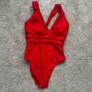 Elegant Red Women's One Piece Swimsuit